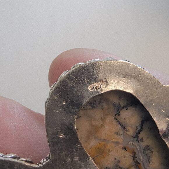 Necklace Pendants Dendritic Agate & Blue Goldstone Handmade Jewelry in Silver - Picture 4 of 10